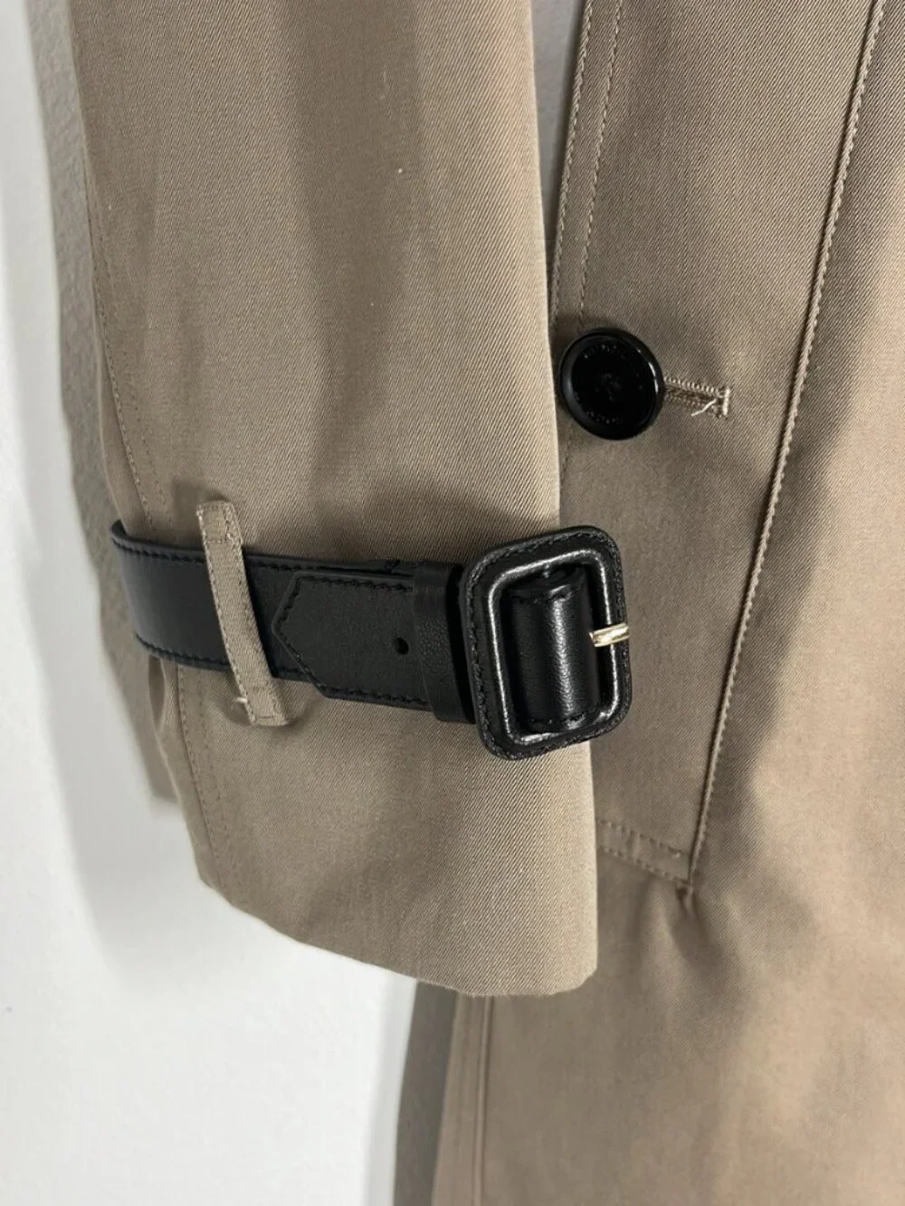 BURBERRY Beige and Black Leather Trim Women' Classic Trench Coat Size US 8 - Picture 6 of 13